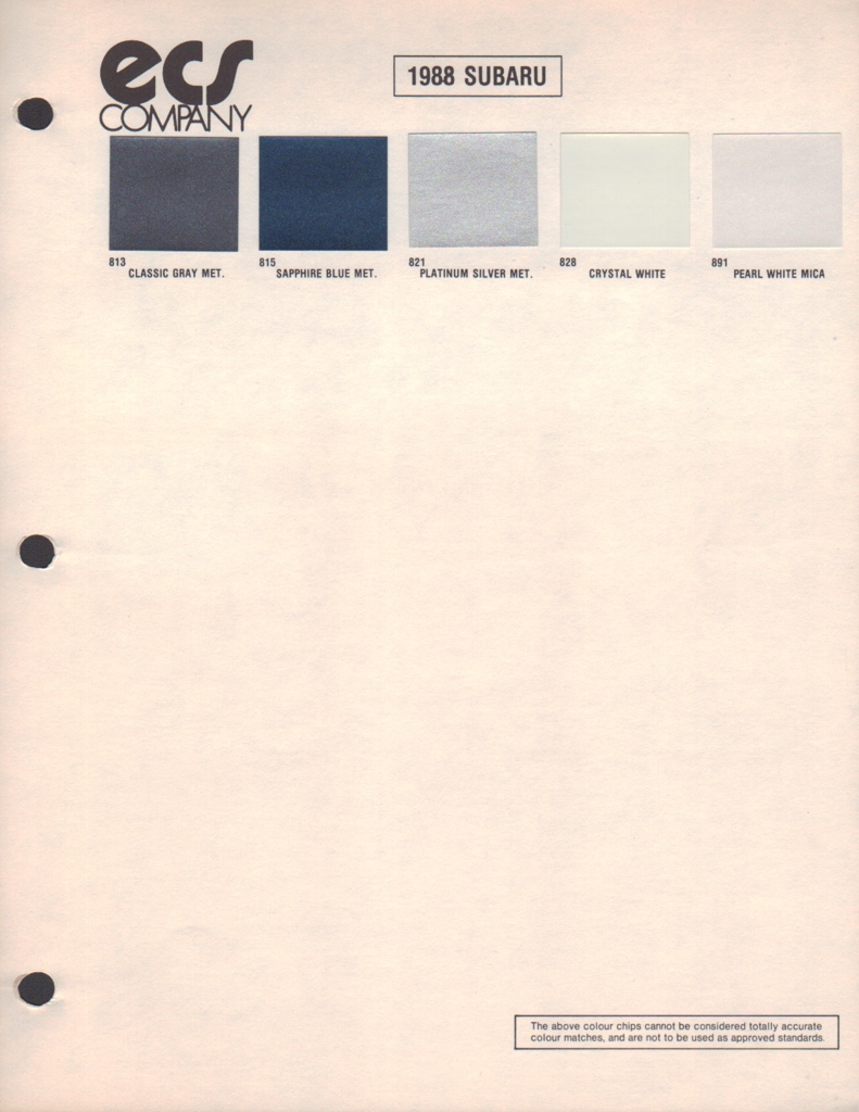 1988 Subaru Paint Charts ECS 1